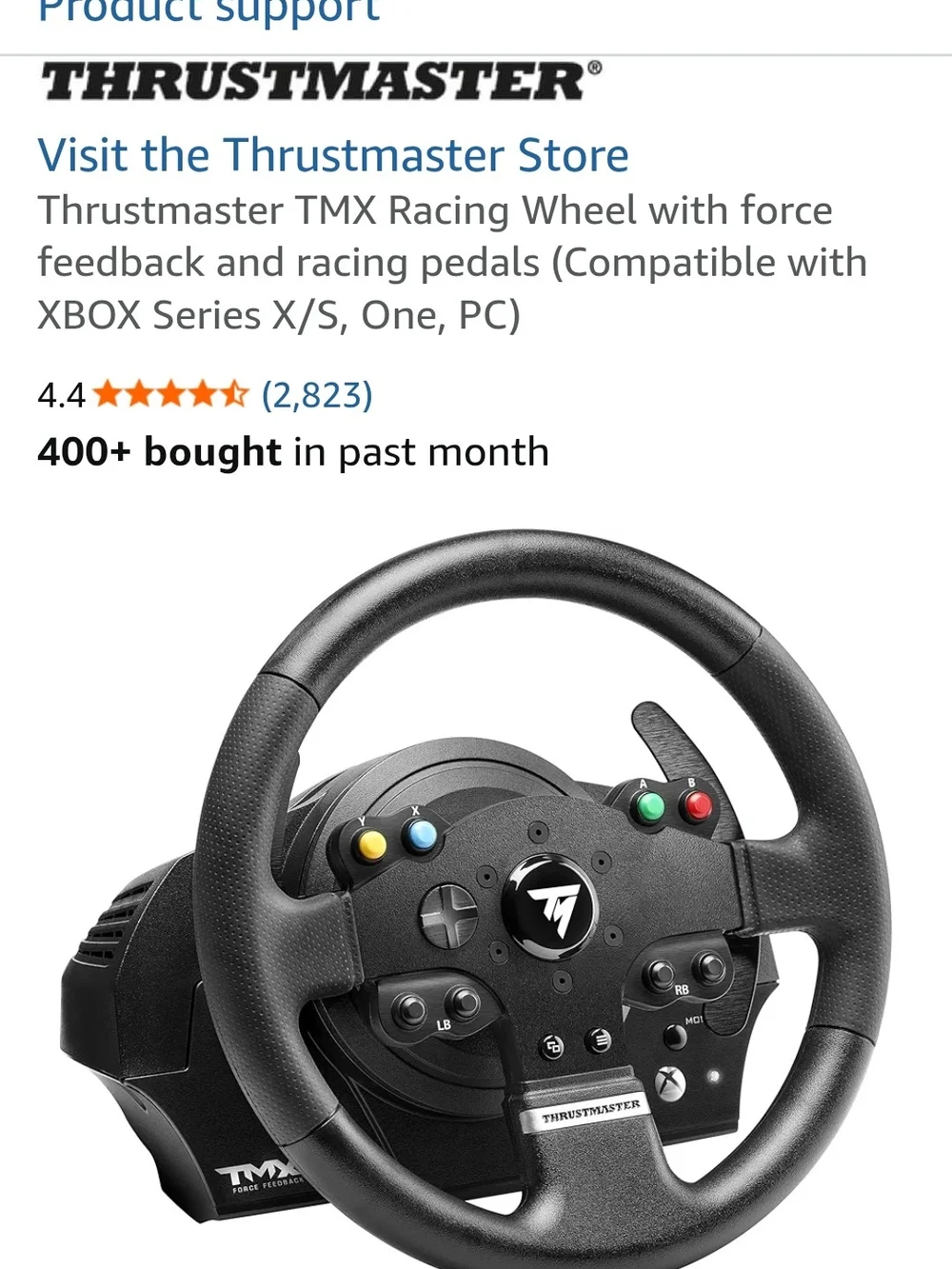 TMX Black Racing Wheel Controller ( Pedals not included )